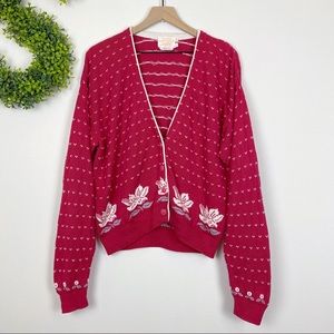 Vintage Pendleton Pink Country Heart Cardigan M